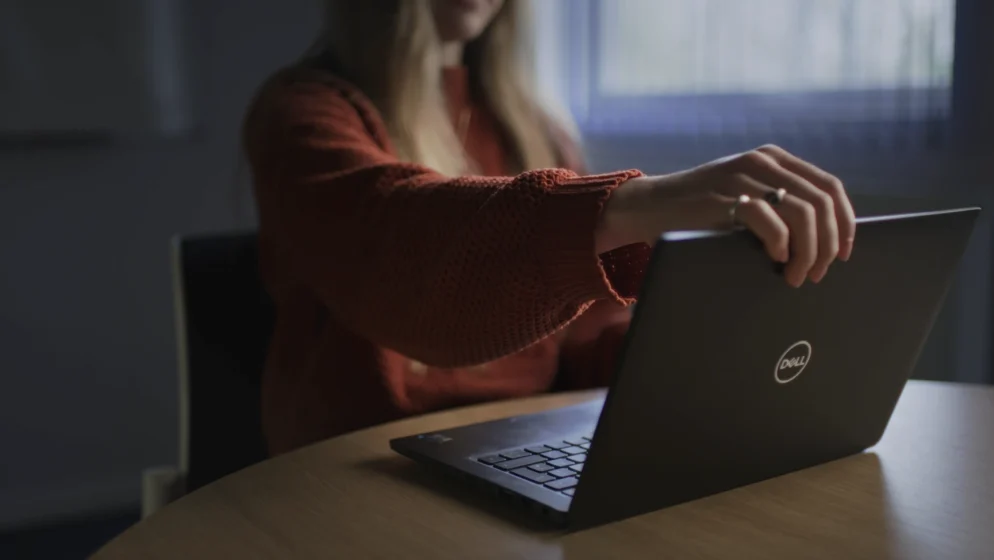 An image from an NOTW shoot of someone using a laptop.